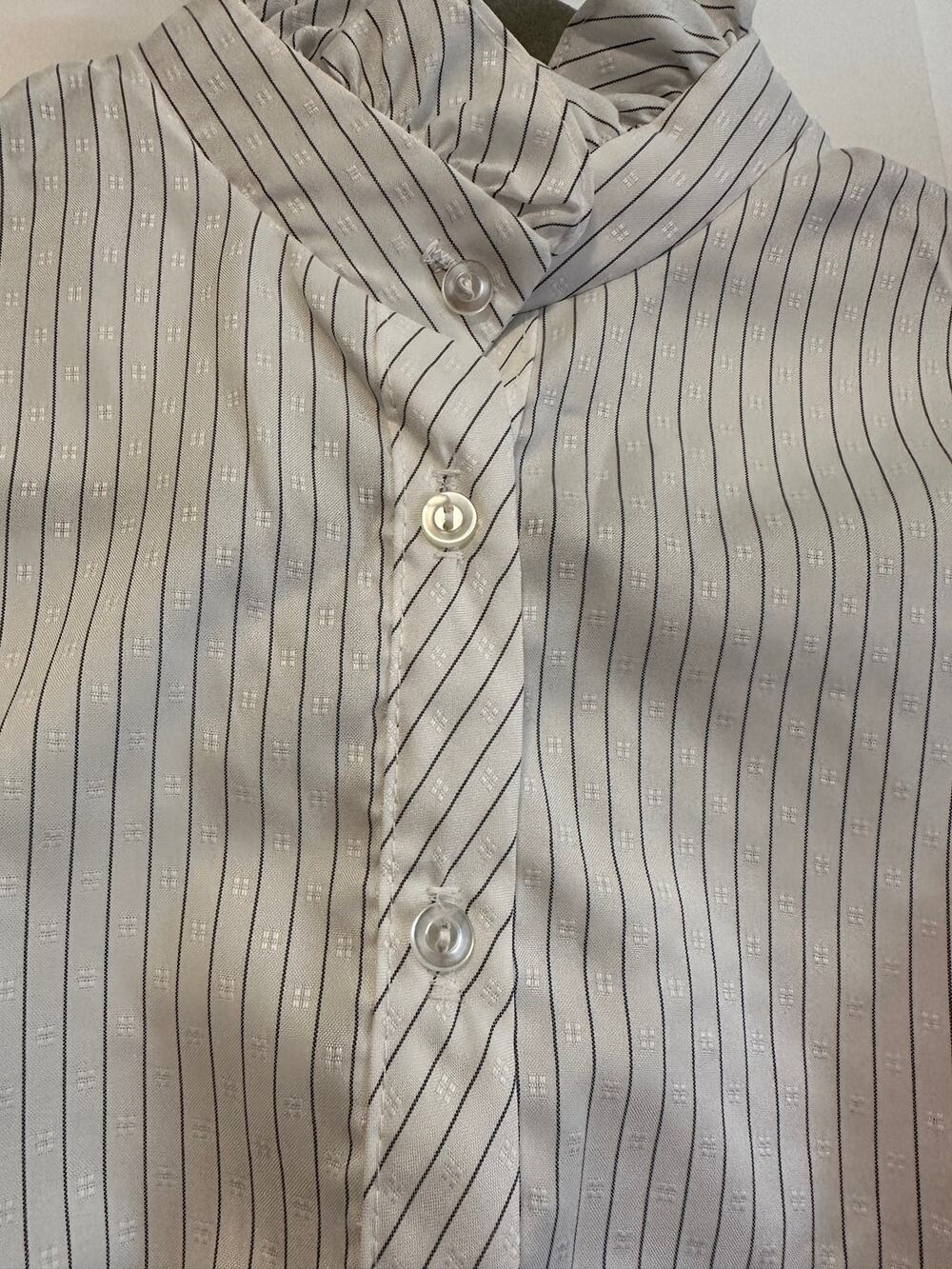 180. Vintage prairie shirt; pinstripe; size Small